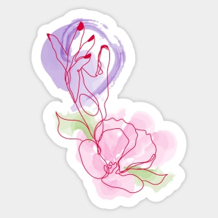 Female hand and flower Sticker